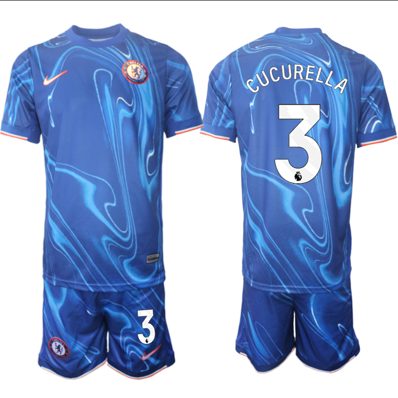 Men 2024-2025 Club Chelsea home Blue #3 Soccer Jersey